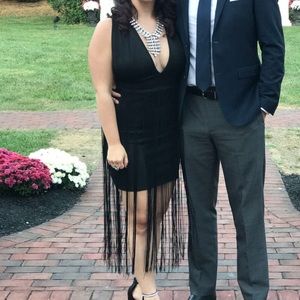 Black fringe party or wedding guest dress size medium